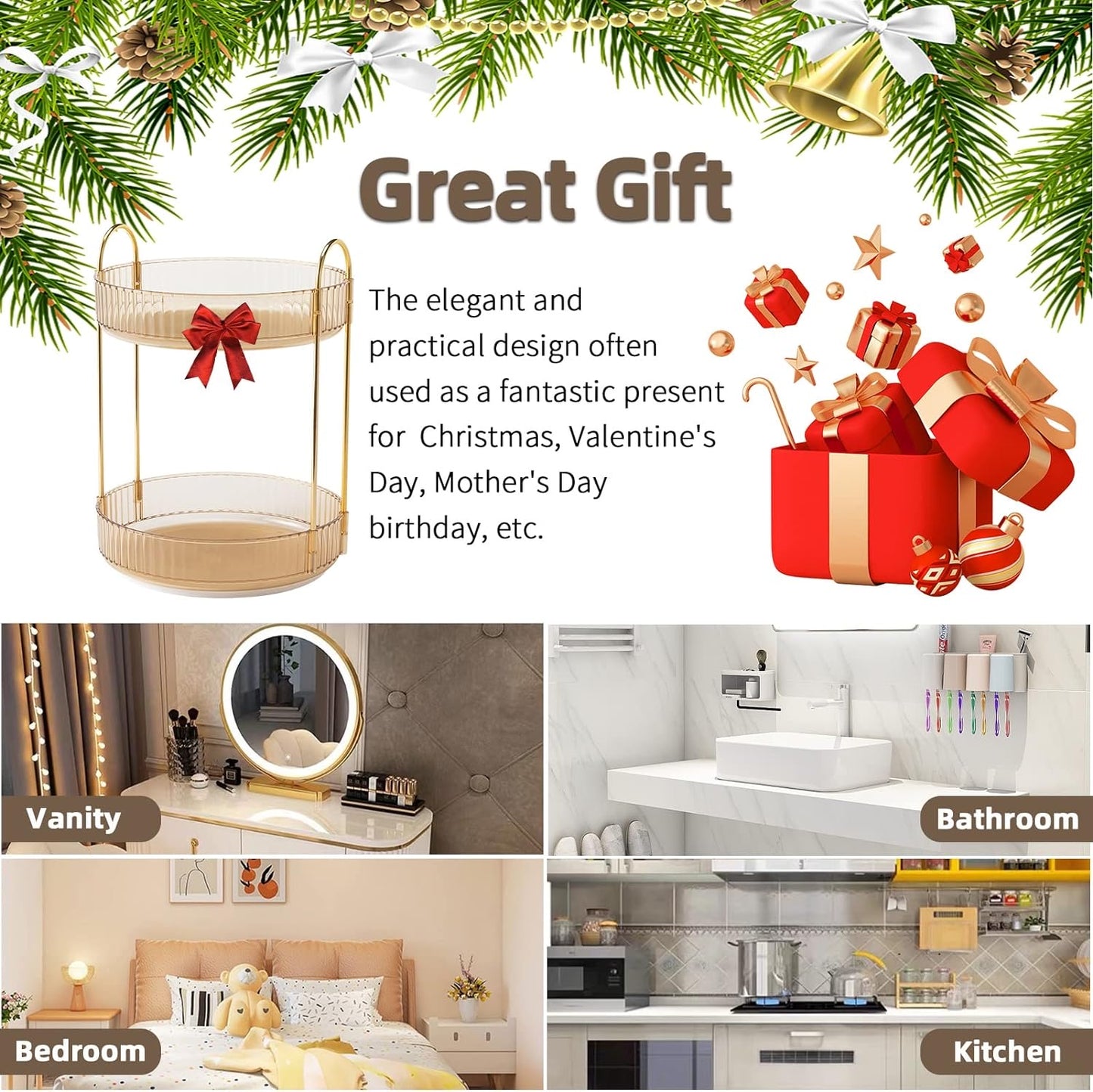 【LA000398】360° Rotating Makeup Organizer 2