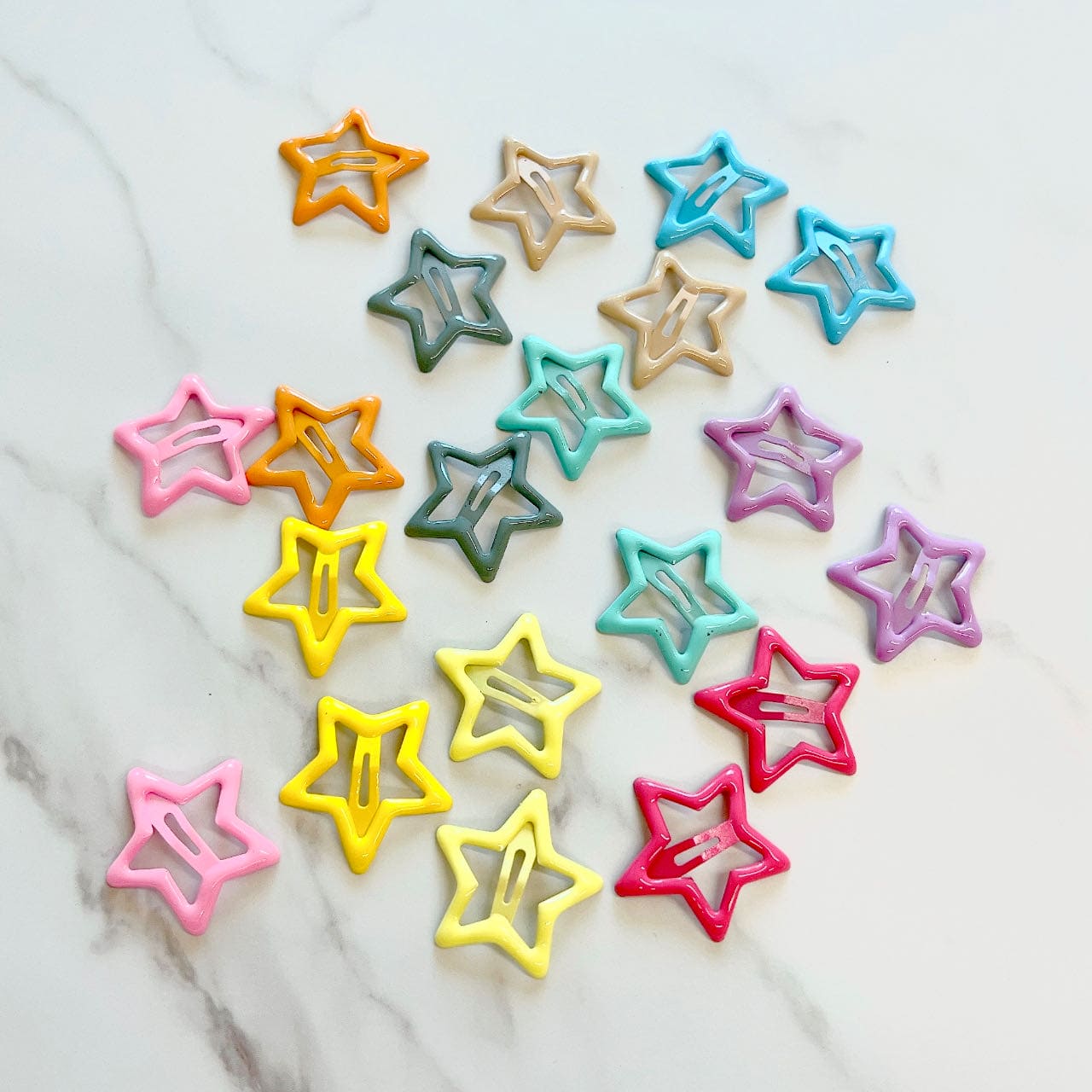【LA000374】20Pcs Star Design Colorful Metal Snap Hair Clips