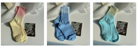 【LA000395】3 Pairs Gradient Color Mid-calf Socks