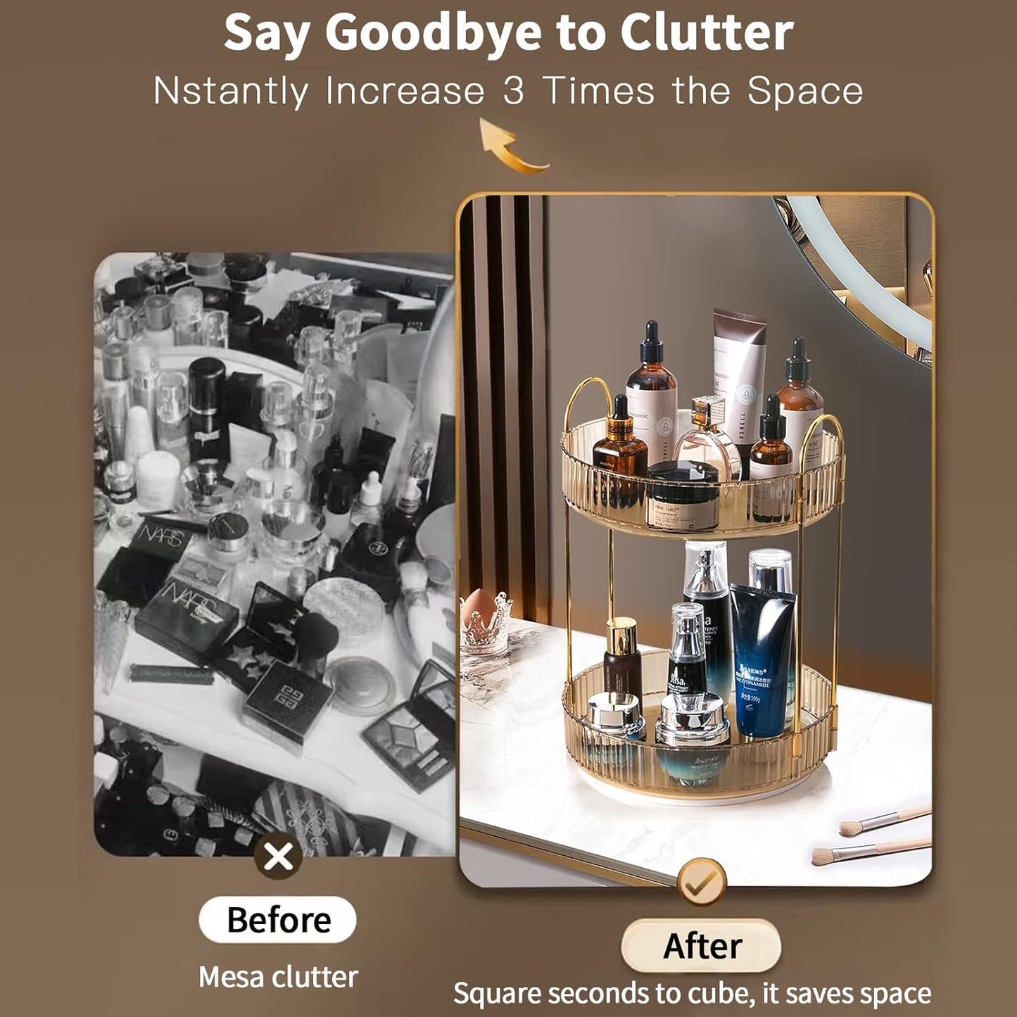 【LA000398】360° Rotating Makeup Organizer 2