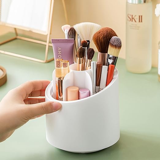 【LA000389】Makeup Brush Holder with Lid-White