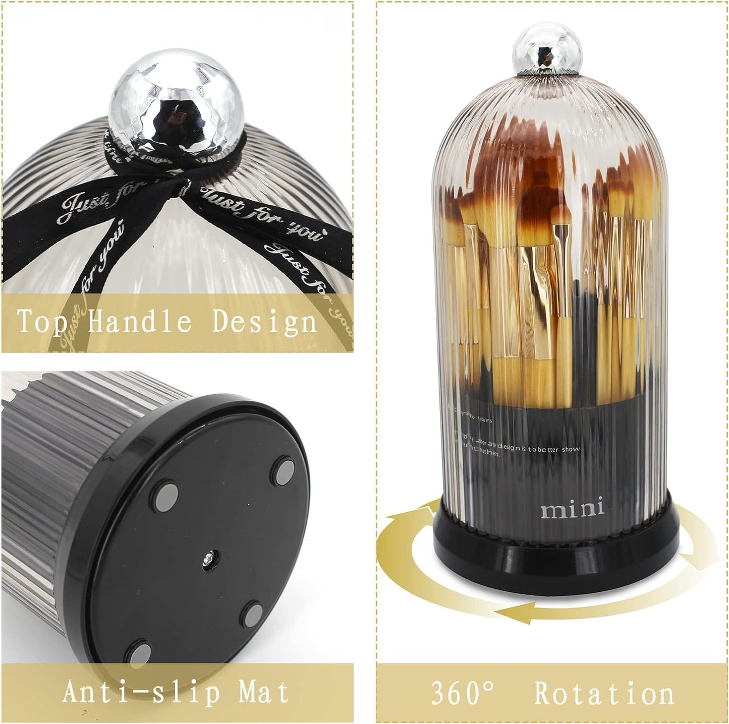 【LA000413】Makeup Brush Holder with Lid-Black