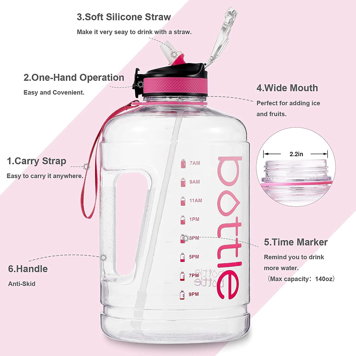 【LA000287】BOTTLE water bottle 4L-pink