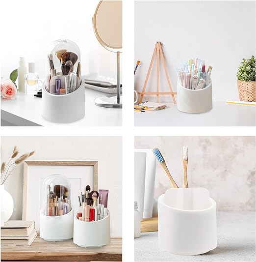 【LA000389】Makeup Brush Holder with Lid-White