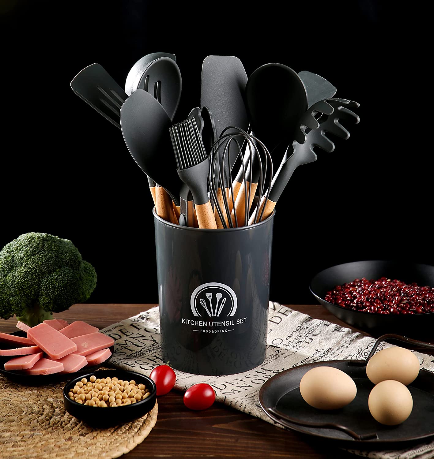 【LA000126】 12 Pcs Nonstick Heat Resistant Silicon Kitchen Utensil Kit