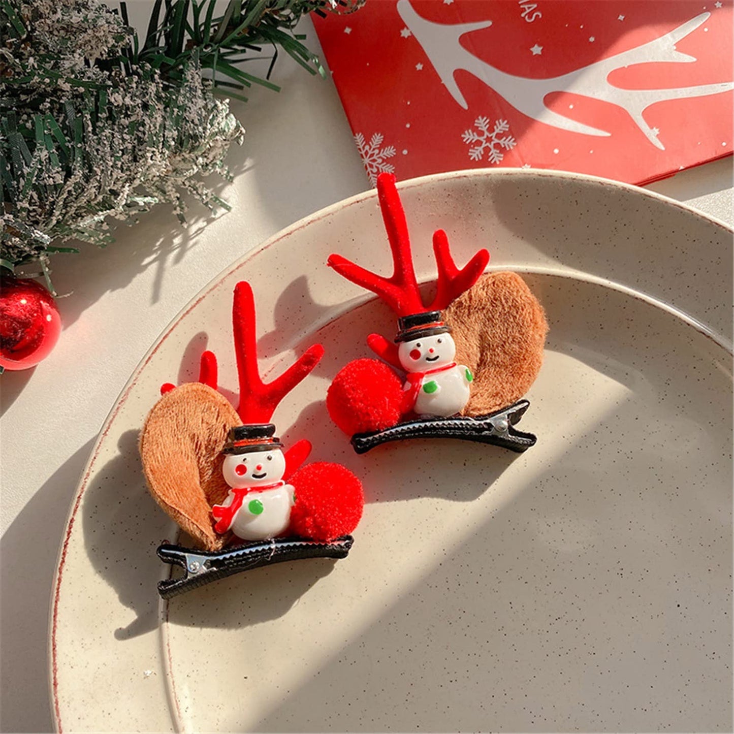 【LA000312】 Christmas snowman hair clip