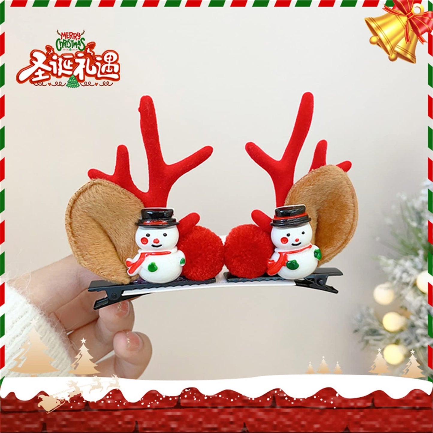 【LA000312】 Christmas snowman hair clip