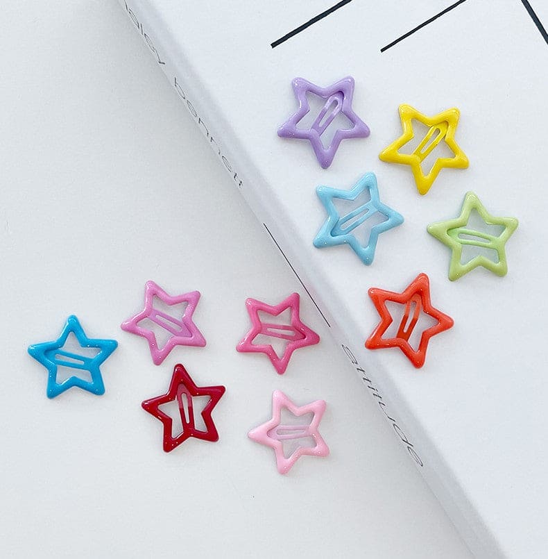 【LA000374】20Pcs Star Design Colorful Metal Snap Hair Clips