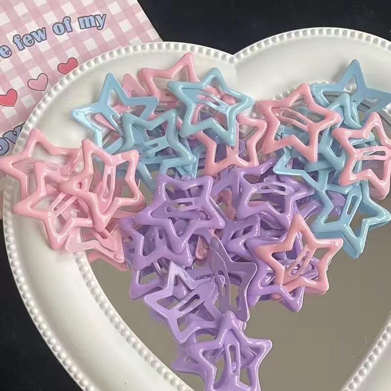 【LA000374】20Pcs Star Design Colorful Metal Snap Hair Clips