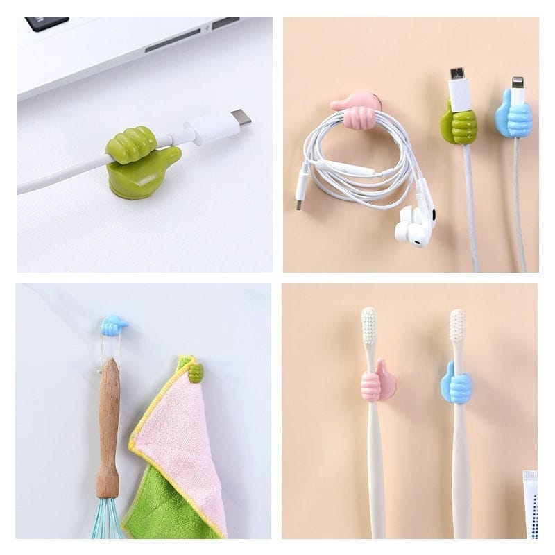 【LA000360】20Pcs Silicone Thumb Wall Hook Cable Clip Wire Desk Organizer