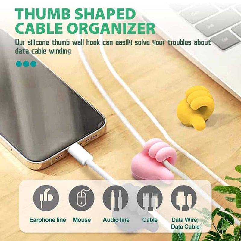 【LA000360】20Pcs Silicone Thumb Wall Hook Cable Clip Wire Desk Organizer