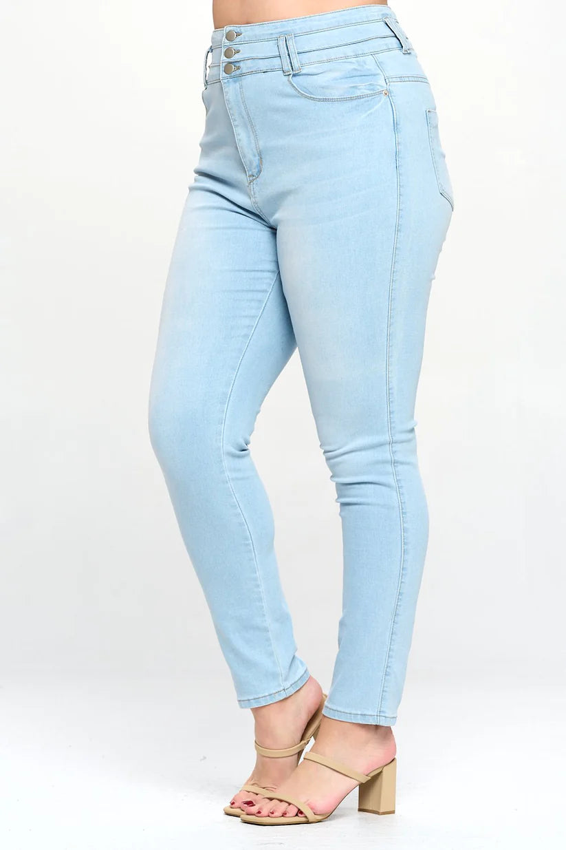LA000416 大码/紧身/高腰/有弹性 High Waist Slimming Plus Size Jeans