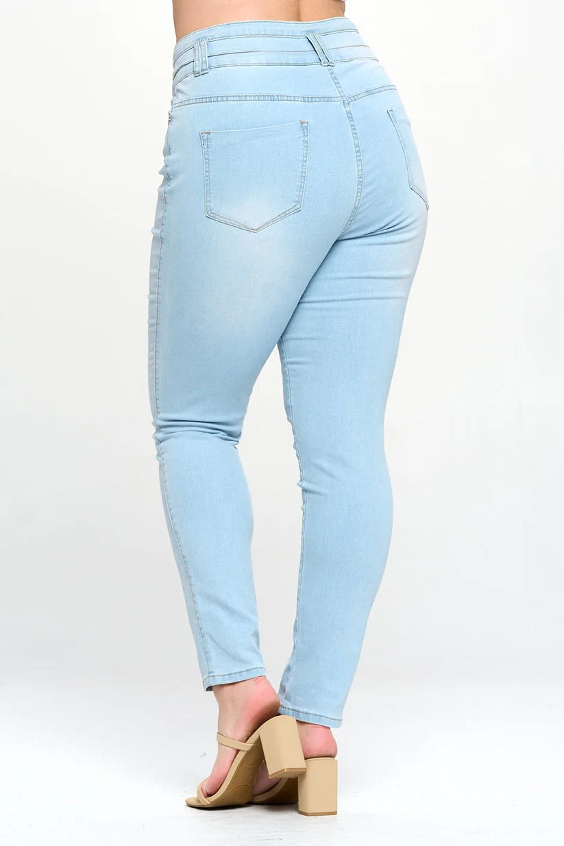 LA000416 大码/紧身/高腰/有弹性 High Waist Slimming Plus Size Jeans