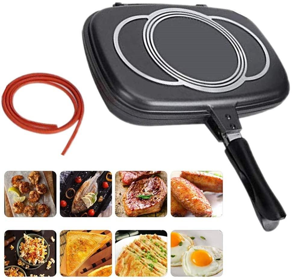 [NY-4102-32] 12.6" Non-Stick Rectangle Double Grill Pan