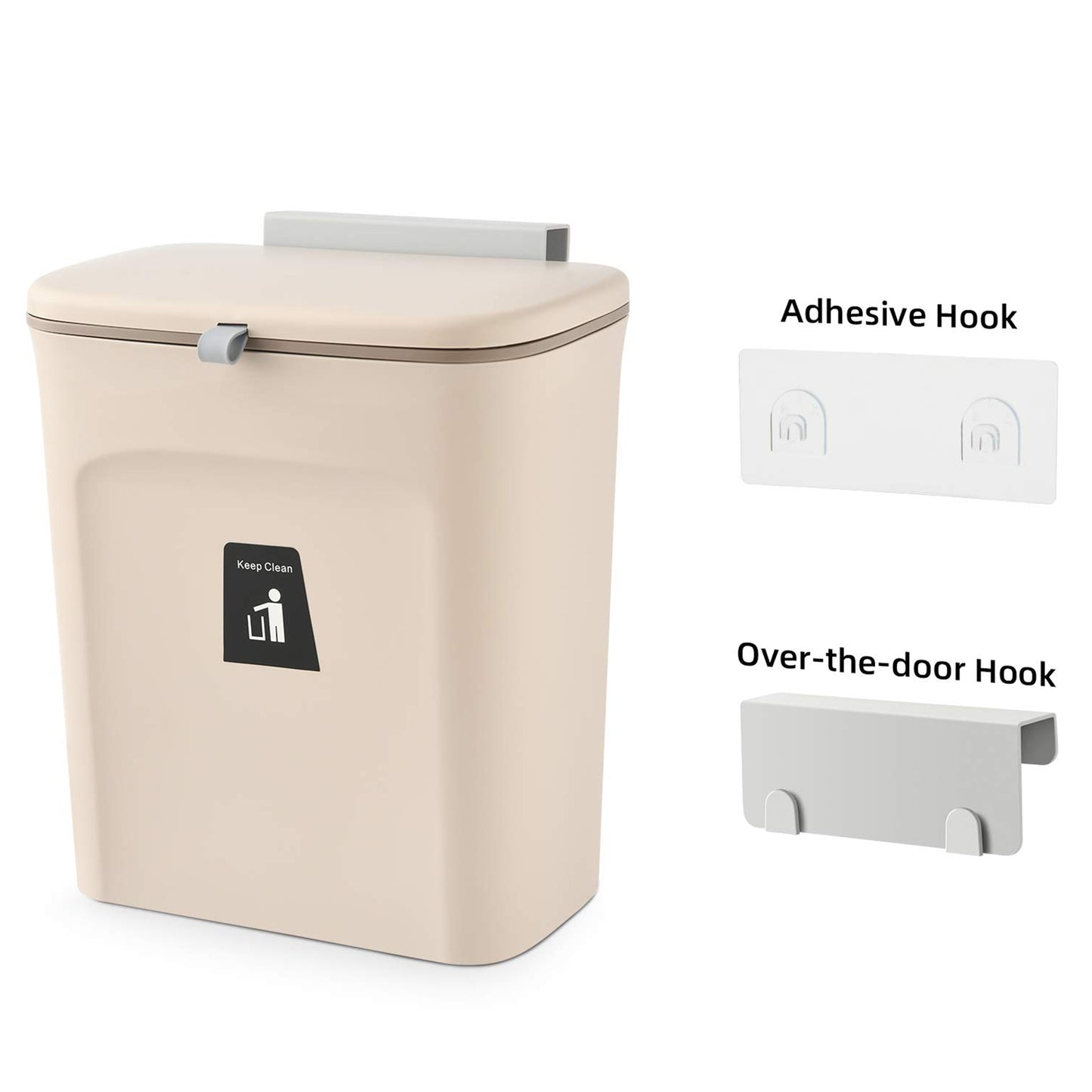 【LA000303】Hanging Trash Can with Lid for Kitchen Cabinet Door