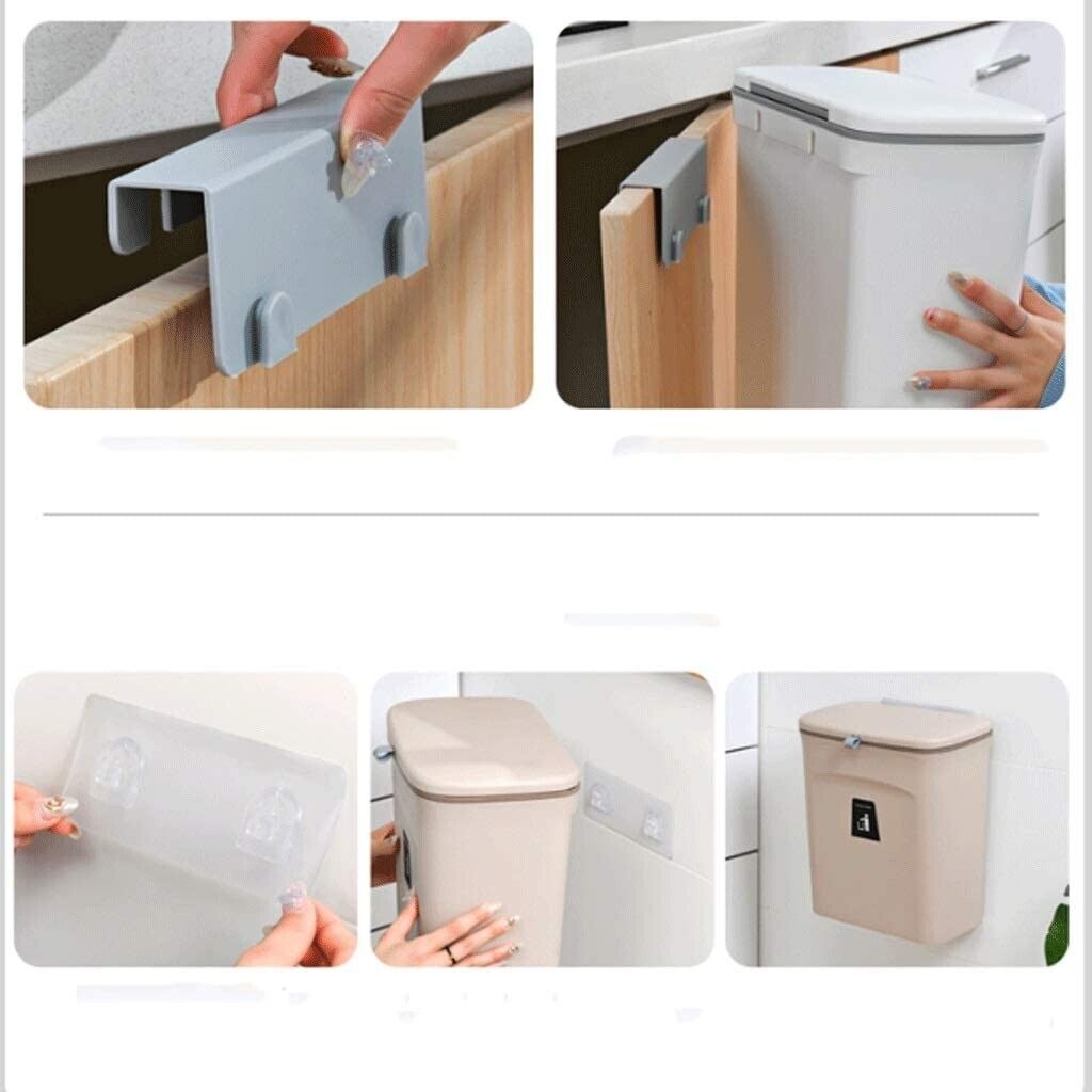 【LA000303】Hanging Trash Can with Lid for Kitchen Cabinet Door