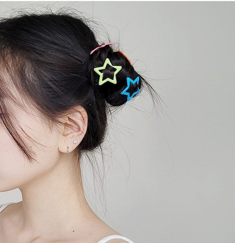 【LA000374】20Pcs Star Design Colorful Metal Snap Hair Clips