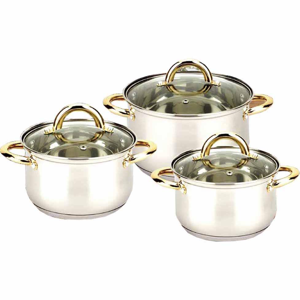 [NY 2008] 6 pc Stainless Steel Sauce Pot Set w Glass Lid