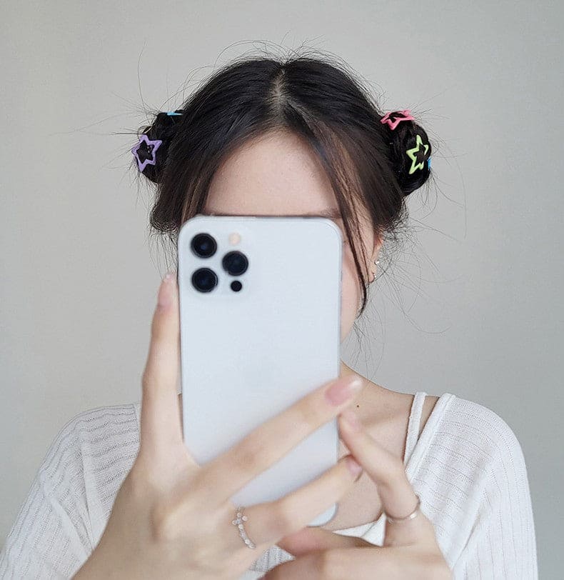 【LA000374】20Pcs Star Design Colorful Metal Snap Hair Clips