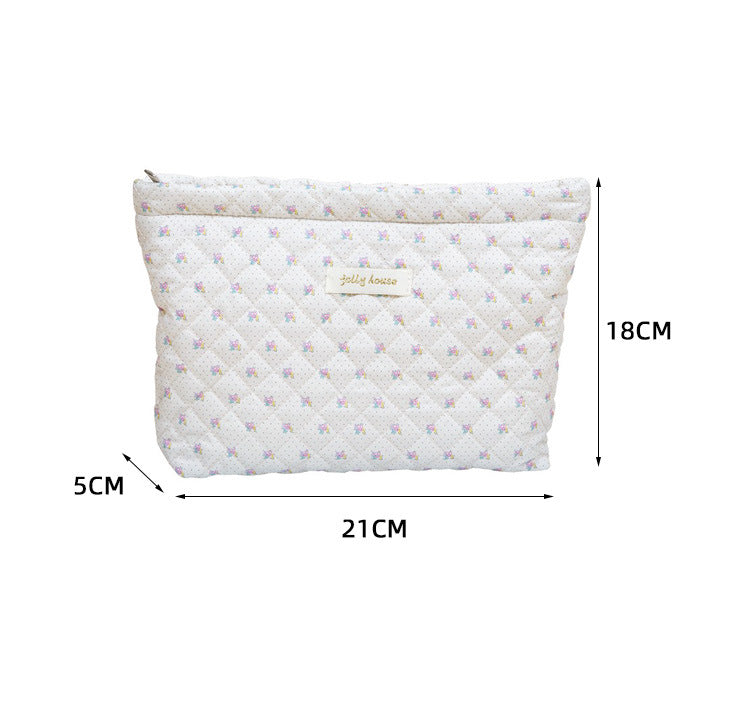 【LA000444】3 Pieces Cotton Quilted Makeup Bag Set Coquette Cosmetic Bag（不享受折扣优惠）