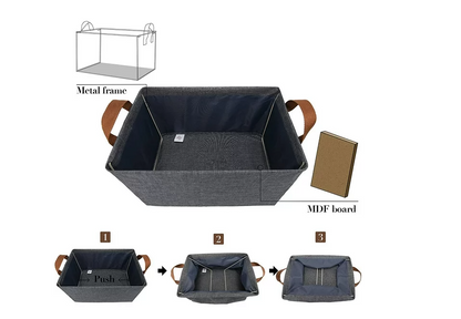 【LA000412】Foldable Storage Bag with Steel Frame Support