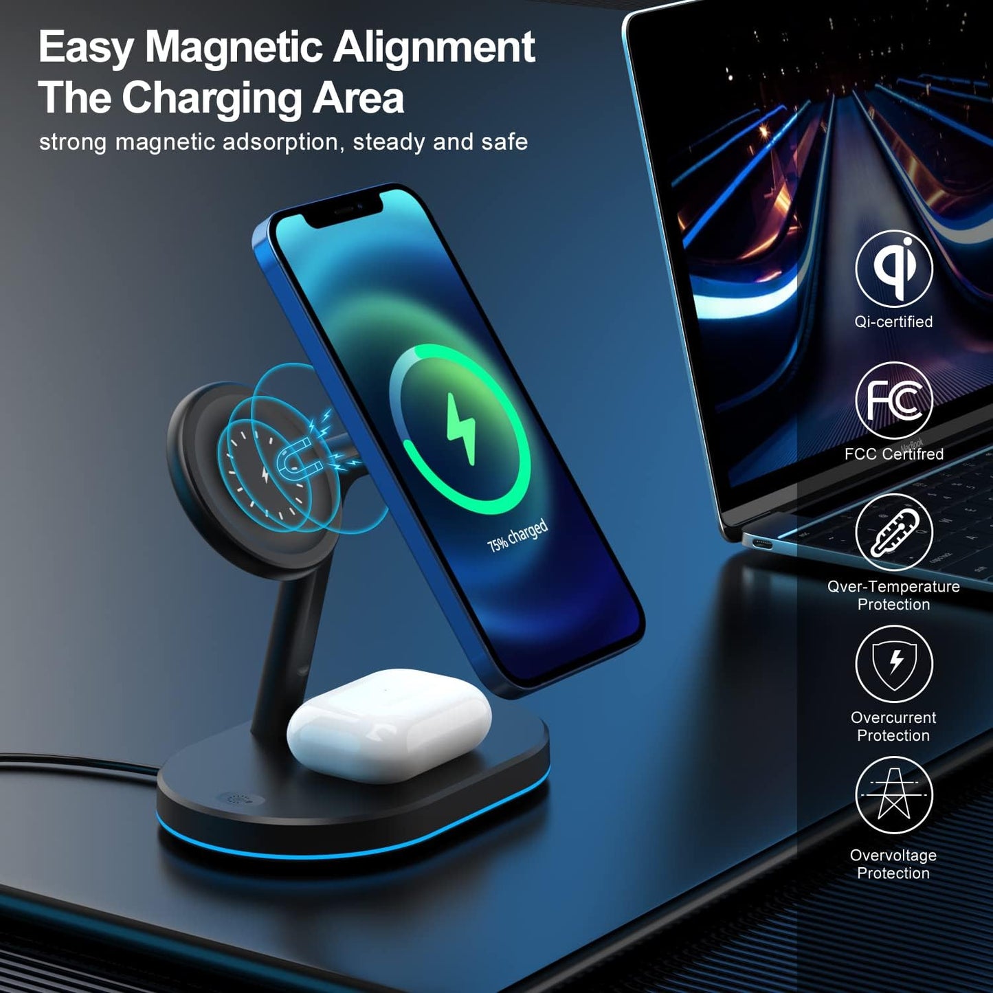 【LA000381】3 in 1 Magsafe Wireless Charger for Apple Devices W308