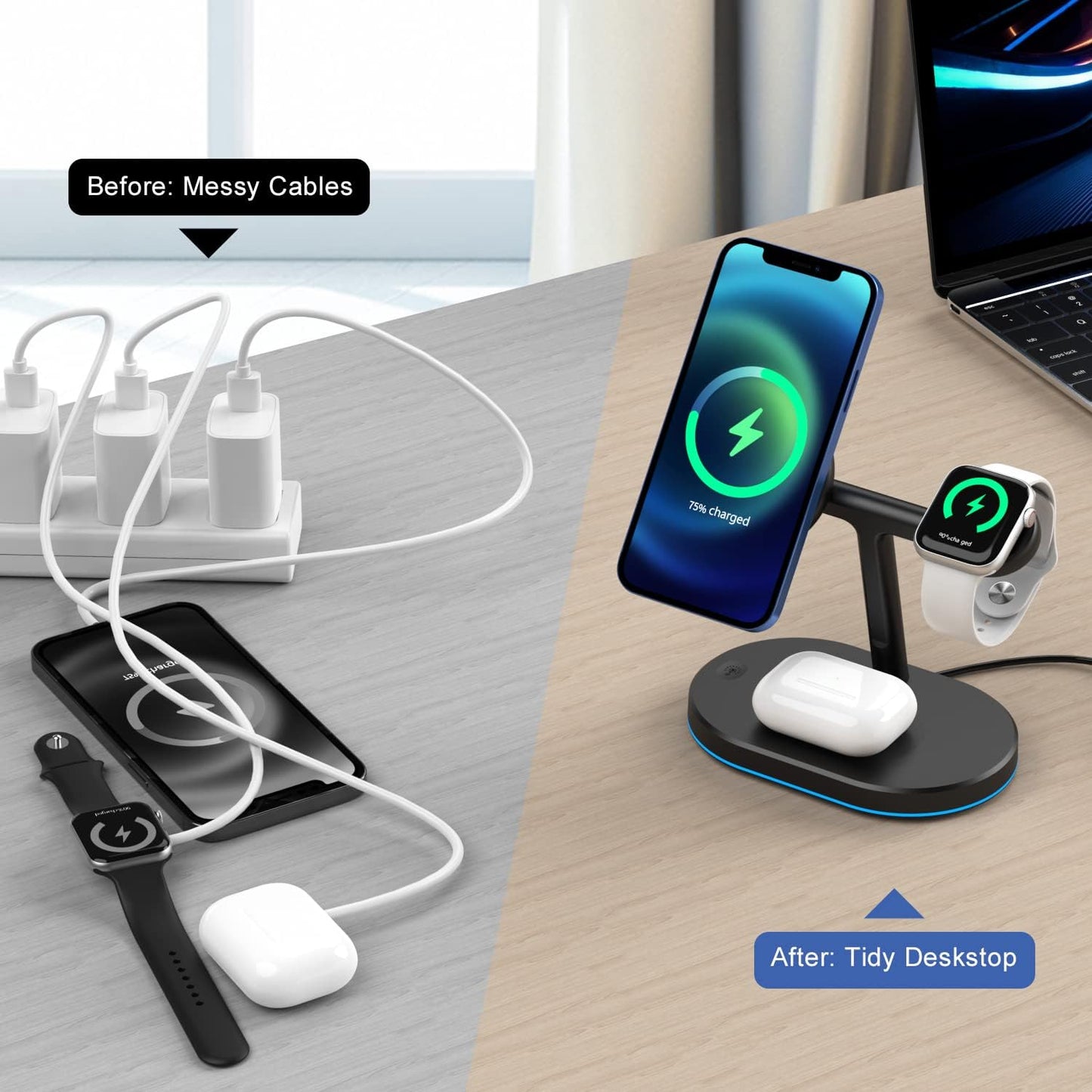 【LA000381】3 in 1 Magsafe Wireless Charger for Apple Devices W308