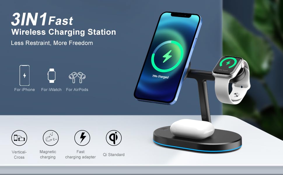 【LA000381】3 in 1 Magsafe Wireless Charger for Apple Devices W308