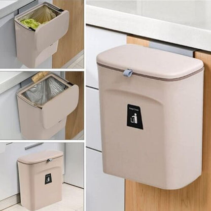 【LA000303】Hanging Trash Can with Lid for Kitchen Cabinet Door